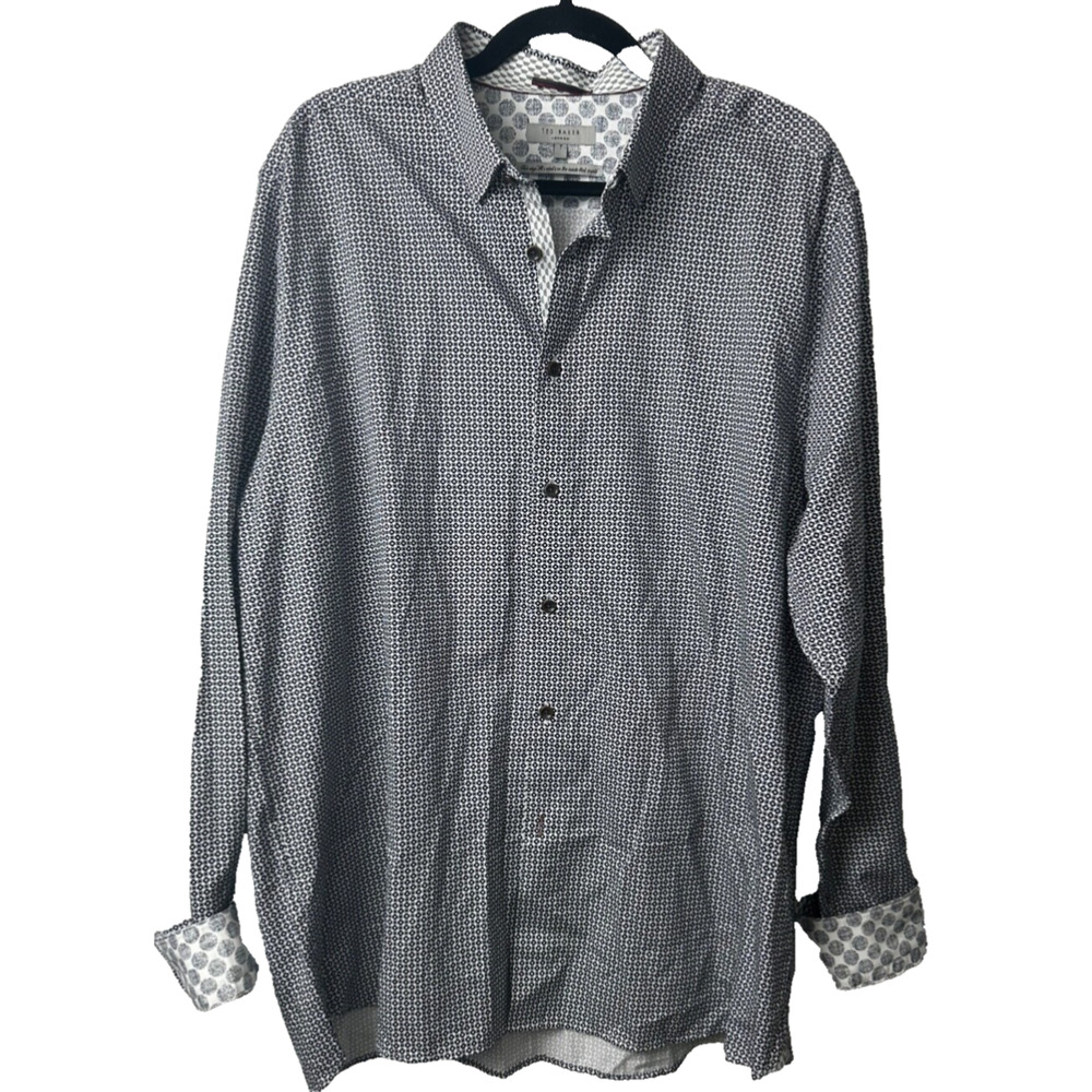 Ted Baker London Shirt Mens 3XL Button Front Long Sleeve Flip Cuff MMA Bernie A9